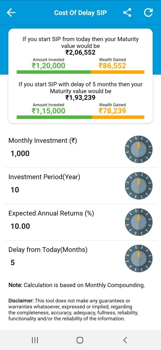 Ckredence mutual fund app screen